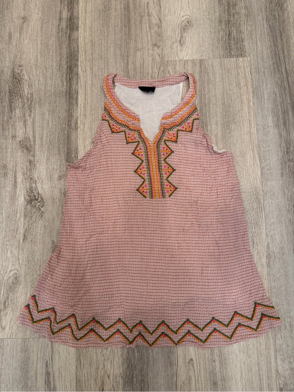 Heyson Medium Pink Embroidered Sleeveless Tunic Top Boho